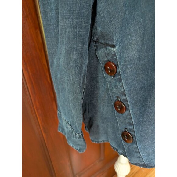 Soft Surroundings Womens Denim Button-Up Shirt L - Picture 3 of 7
